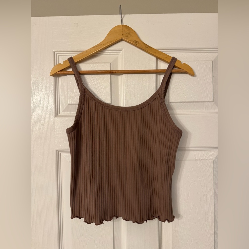 Mauve Old Navy Ribbed Lettuce Hem Tank Top Size XL